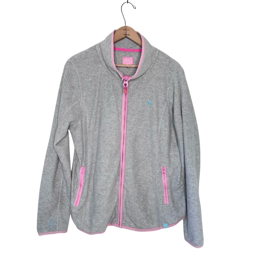 Joules | Gray and Pink Full Zip Fleece Jacket Size 14